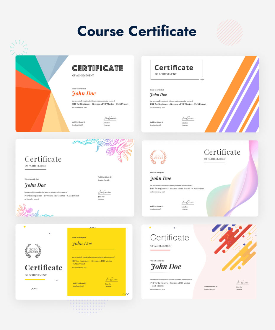 Course certificate